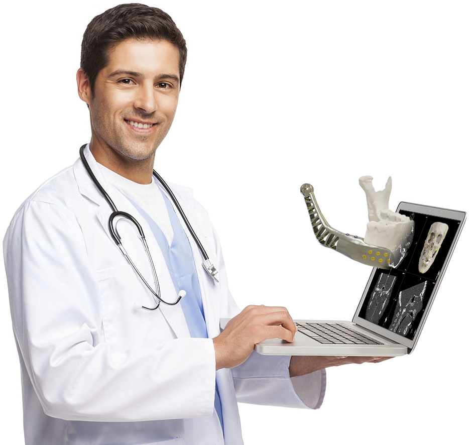 Doctor designing partial mandibular impalnt